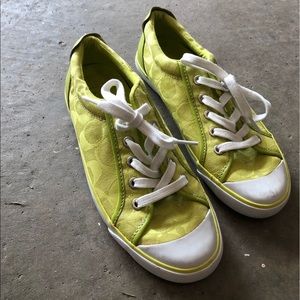 Coach lime green canvas sneakers 7.5
